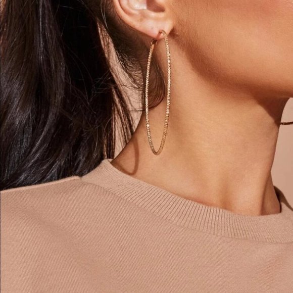 ¥18k Gold Big Hoop Earrings - Picture 3 of 6